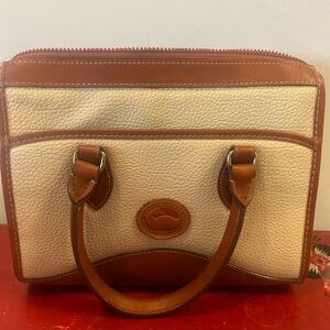 Dooney & Bourke Cream and Brown Structured Satchel